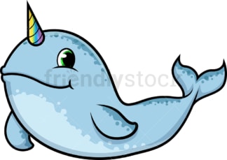 Narwhal with rainbow tusk. PNG - JPG and vector EPS (infinitely scalable).