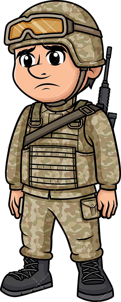 Sad male soldier. PNG - JPG and vector EPS (infinitely scalable). Image isolated on transparent background.