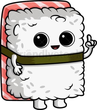 Sushi character pointing up. PNG - JPG and vector EPS (infinitely scalable).