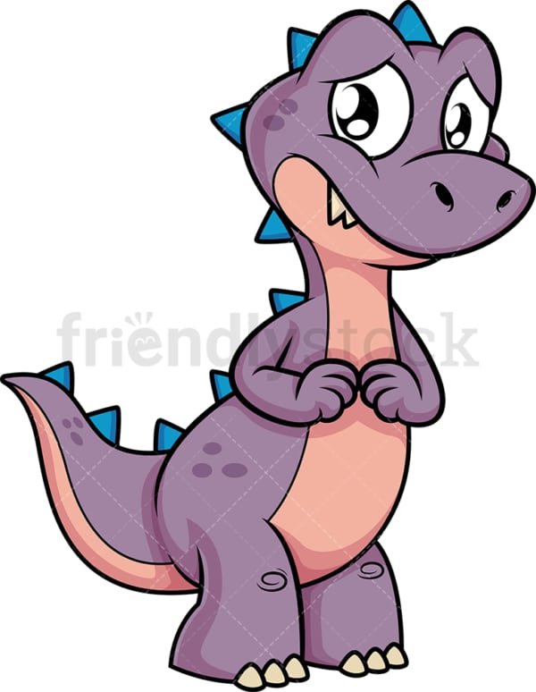 Cute dinosaur looking sad. PNG - JPG and vector EPS (infinitely scalable).