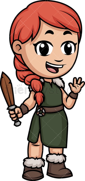 Little girl viking. PNG - JPG and vector EPS (infinitely scalable). Image isolated on transparent background.