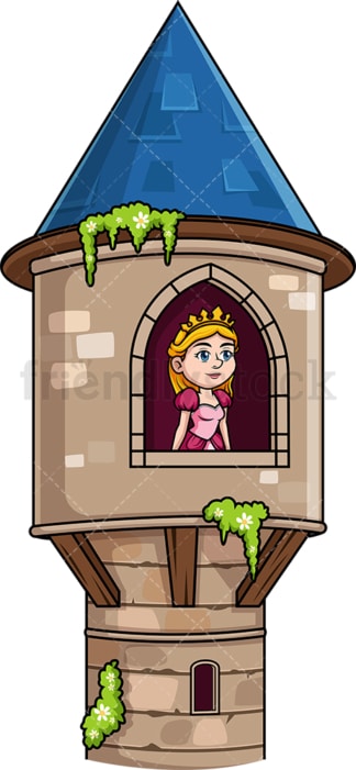 Princess in tower. PNG - JPG and vector EPS (infinitely scalable). Image isolated on transparent background.