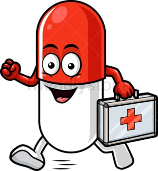 Capsule pill character medic. PNG - JPG and vector EPS (infinitely scalable).