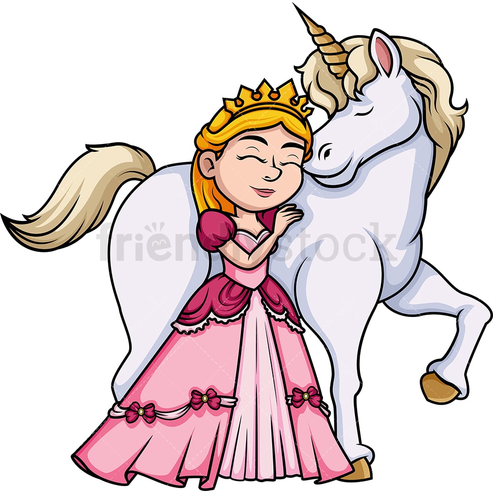 Download Princess Hugging Unicorn Cartoon Vector Clipart ...