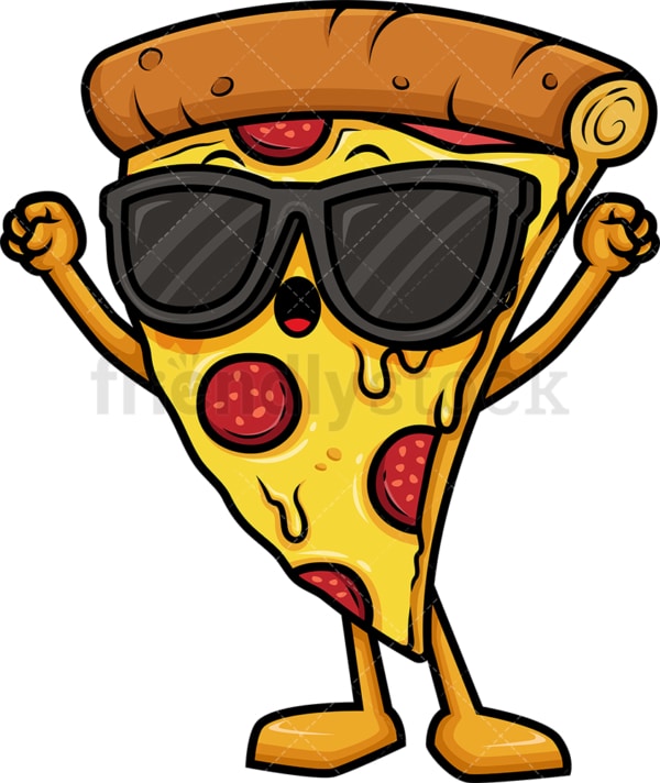 Cool pizza character with sunglasses. PNG - JPG and vector EPS (infinitely scalable).
