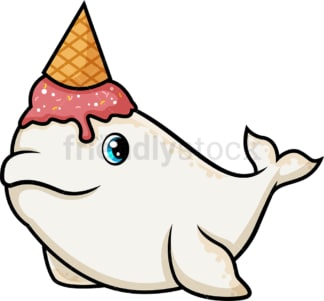 Narwhal with ice cream cone tusk. PNG - JPG and vector EPS (infinitely scalable).