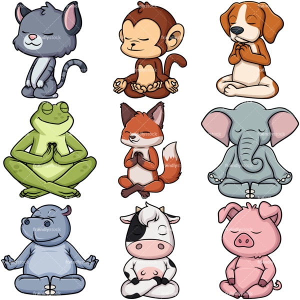 Animals meditating. PNG - JPG and vector EPS file formats (infinitely scalable).