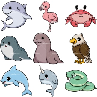 Kawaii animals collection 6. PNG - JPG and vector EPS file formats (infinitely scalable).