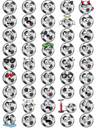 Soccer ball emoticons bundle. PNG - JPG and vector EPS file formats (infinitely scalable). Images isolated on transparent background.