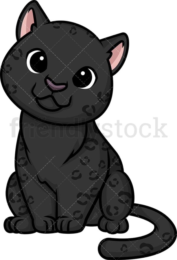 Chibi kawaii black panther. PNG - JPG and vector EPS (infinitely scalable).
