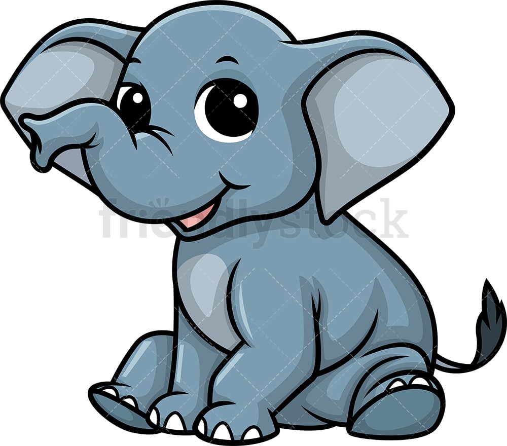 Download Chibi Kawaii Elephant Clipart Cartoon Vector - FriendlyStock