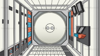 Space station interior background in 16:9 aspect ratio. PNG - JPG and vector EPS file formats (infinitely scalable).