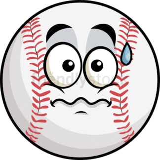 Nervous baseball emoticon. PNG - JPG and vector EPS file formats (infinitely scalable). Image isolated on transparent background.