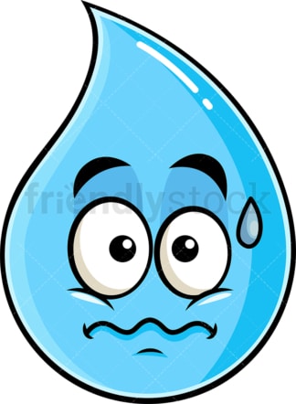 Nervous raindrop emoticon. PNG - JPG and vector EPS file formats (infinitely scalable). Image isolated on transparent background.