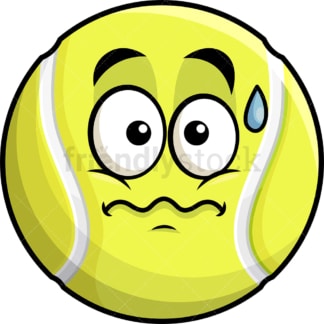 Nervous tennis ball emoticon. PNG - JPG and vector EPS file formats (infinitely scalable). Image isolated on transparent background.