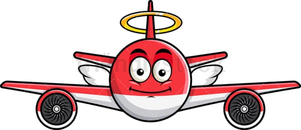 With wings and halo airplane emoticon. PNG - JPG and vector EPS file formats (infinitely scalable). Image isolated on transparent background.