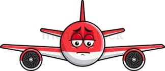 Depressed airplane emoticon. PNG - JPG and vector EPS file formats (infinitely scalable). Image isolated on transparent background.