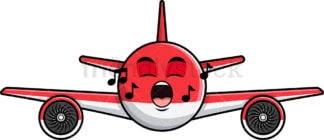 Singing airplane emoticon. PNG - JPG and vector EPS file formats (infinitely scalable). Image isolated on transparent background.
