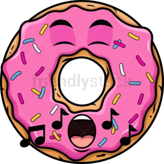 Singing donut emoticon. PNG - JPG and vector EPS file formats (infinitely scalable). Image isolated on transparent background.