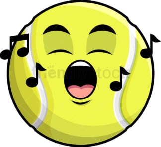 Singing tennis ball emoticon. PNG - JPG and vector EPS file formats (infinitely scalable). Image isolated on transparent background.