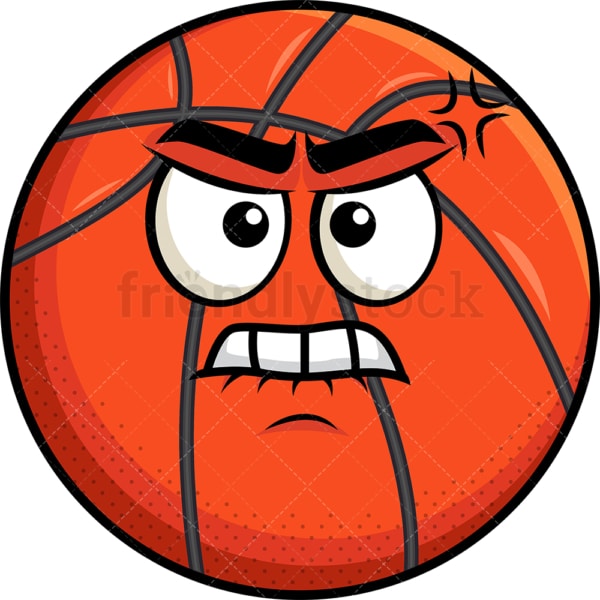 Angry basketball emoticon. PNG - JPG and vector EPS file formats (infinitely scalable). Image isolated on transparent background.