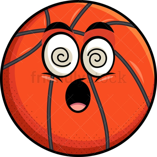 Stunned basketball emoticon. PNG - JPG and vector EPS file formats (infinitely scalable). Image isolated on transparent background.