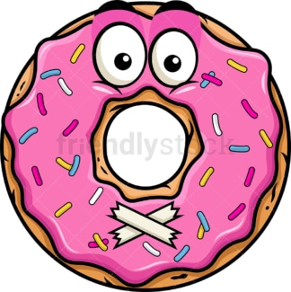 Taped mouth donut emoticon. PNG - JPG and vector EPS file formats (infinitely scalable). Image isolated on transparent background.