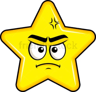 Annoyed star emoticon. PNG - JPG and vector EPS file formats (infinitely scalable). Image isolated on transparent background.