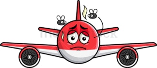 Stinky airplane going bad emoticon. PNG - JPG and vector EPS file formats (infinitely scalable). Image isolated on transparent background.