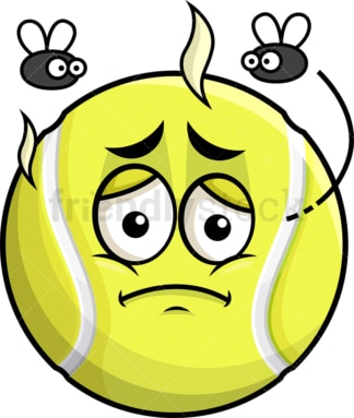 Stinky tennis ball going bad emoticon. PNG - JPG and vector EPS file formats (infinitely scalable). Image isolated on transparent background.