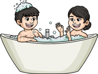 Asian couple in bathtub. PNG - JPG and vector EPS (infinitely scalable).