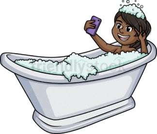 Black woman having a bath. PNG - JPG and vector EPS (infinitely scalable).