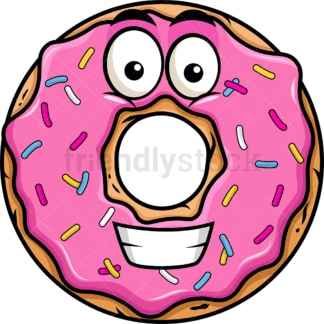 Grinning donut emoticon. PNG - JPG and vector EPS file formats (infinitely scalable). Image isolated on transparent background.