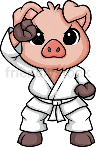 Pig doing karate. PNG - JPG and vector EPS (infinitely scalable).