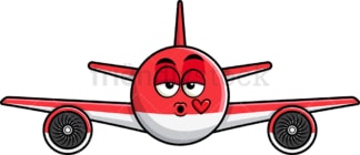 Airplane blowing a kiss emoticon. PNG - JPG and vector EPS file formats (infinitely scalable). Image isolated on transparent background.