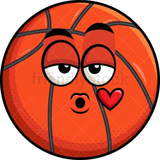 Basketball blowing a kiss emoticon. PNG - JPG and vector EPS file formats (infinitely scalable). Image isolated on transparent background.