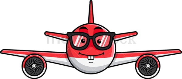 Nerdy airplane emoticon. PNG - JPG and vector EPS file formats (infinitely scalable). Image isolated on transparent background.