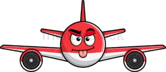 Sarcastic airplane emoticon. PNG - JPG and vector EPS file formats (infinitely scalable). Image isolated on transparent background.