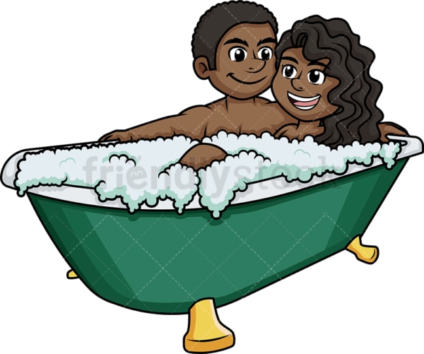 African-American couple having a bath. PNG - JPG and vector EPS (infinitely scalable).