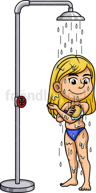 Caucasian woman showering. PNG - JPG and vector EPS (infinitely scalable).