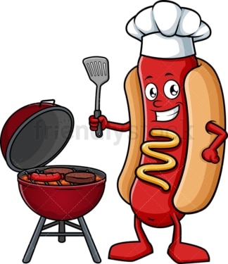 Hot dog grilling. PNG - JPG and vector EPS (infinitely scalable).