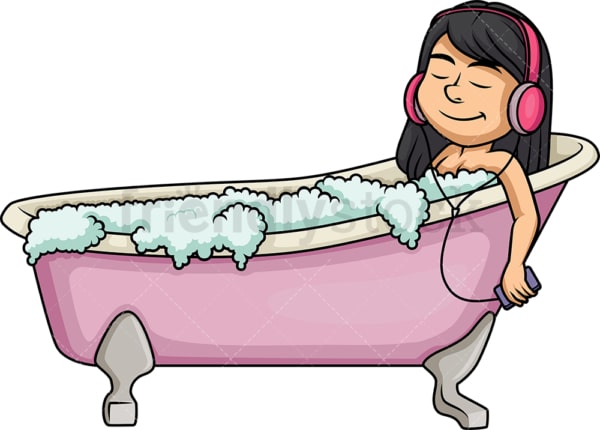 Woman relaxing while taking bubble bath. PNG - JPG and vector EPS (infinitely scalable).