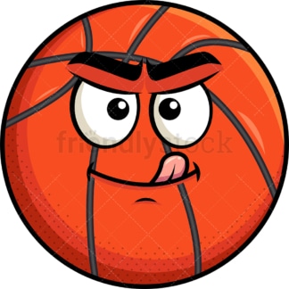 Evil look basketball emoticon. PNG - JPG and vector EPS file formats (infinitely scalable). Image isolated on transparent background.