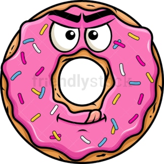 Evil look donut emoticon. PNG - JPG and vector EPS file formats (infinitely scalable). Image isolated on transparent background.