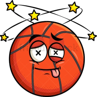 Beaten up basketball emoticon. PNG - JPG and vector EPS file formats (infinitely scalable). Image isolated on transparent background.