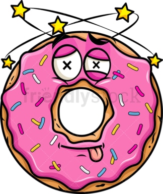 Beaten up donut emoticon. PNG - JPG and vector EPS file formats (infinitely scalable). Image isolated on transparent background.