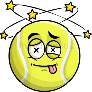 Beaten up tennis ball emoticon. PNG - JPG and vector EPS file formats (infinitely scalable). Image isolated on transparent background.