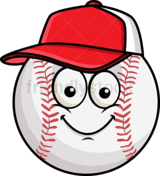 Baseball wearing hat emoticon. PNG - JPG and vector EPS file formats (infinitely scalable). Image isolated on transparent background.