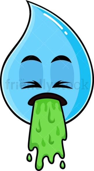 Vomiting raindrop emoticon. PNG - JPG and vector EPS file formats (infinitely scalable). Image isolated on transparent background.
