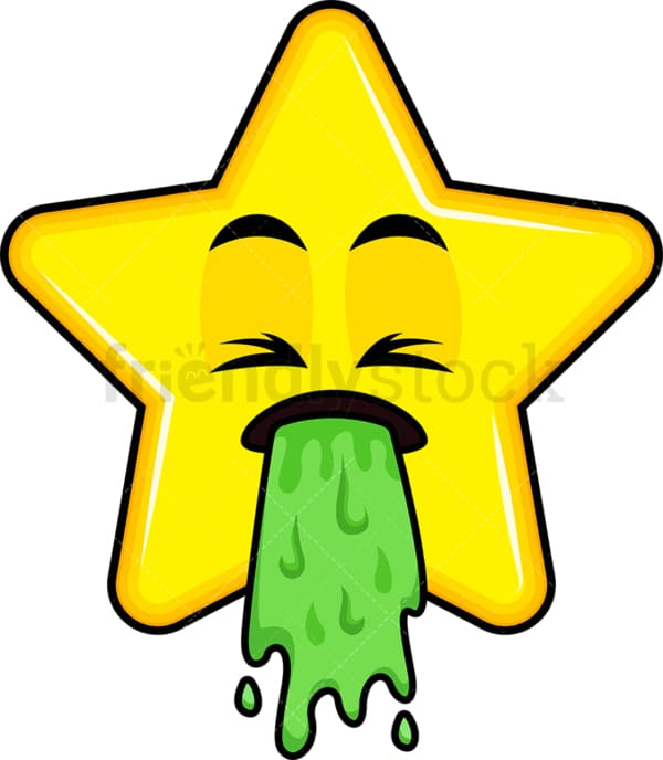 Vomiting star emoticon. PNG - JPG and vector EPS file formats (infinitely scalable). Image isolated on transparent background.